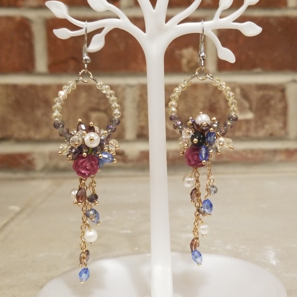 Multi colored Crystal Beaded Earrings